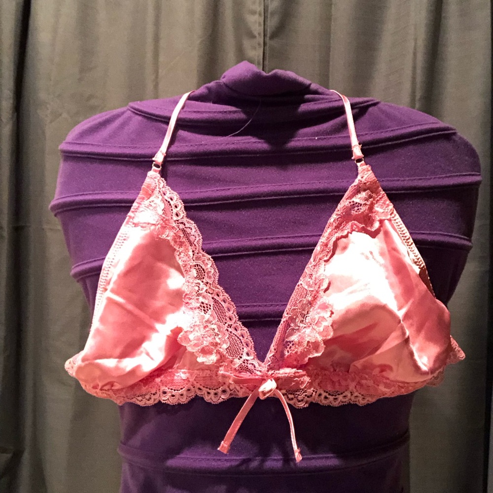 Boux Avenue - Lace Trim Satin Bralette - Hot Pink - NWT